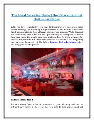 The Ideal Saree for Bride | The Palace Banquet Hall in Faridabad