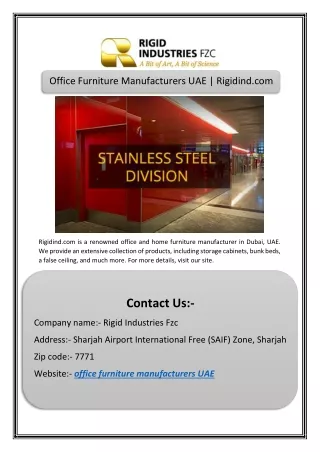 Office Furniture Manufacturers UAE | Rigidind.com