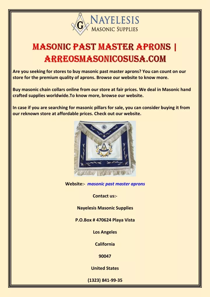 are you seeking for stores to buy masonic past