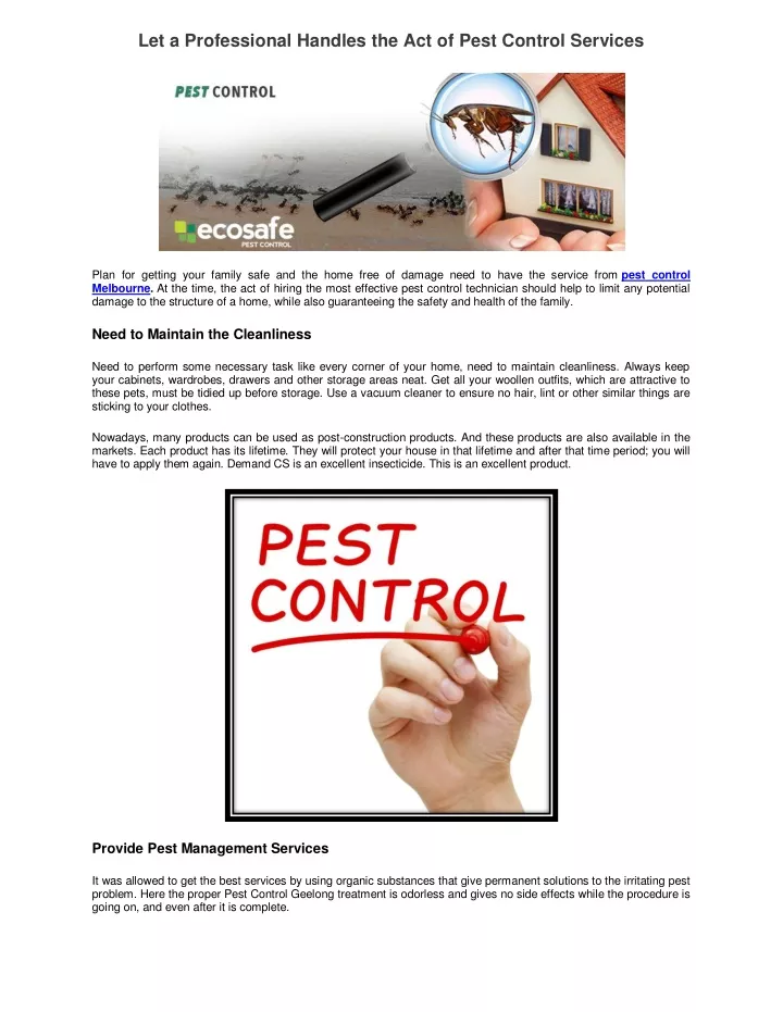 let a professional handles the act of pest