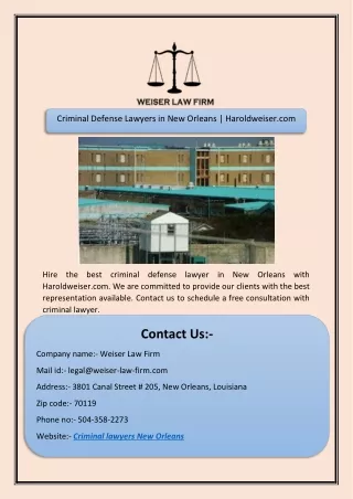 Criminal Defense Lawyers in New Orleans | Haroldweiser.com