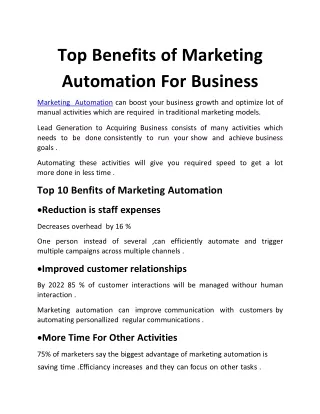 top benefits of marketing automation for business