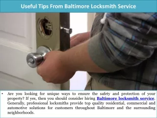 Useful Tips From Baltimore Locksmith Service