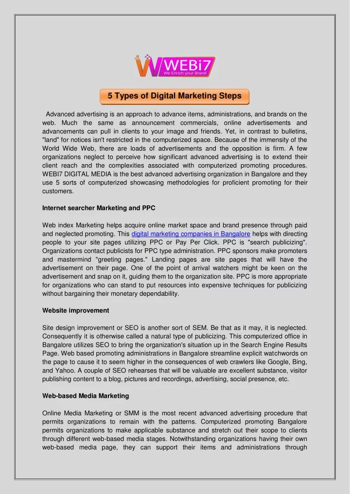 5 types of digital marketing steps