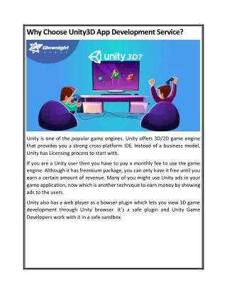 why choose unity3d app development service