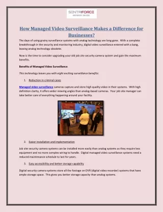 How Managed Video Surveillance Makes a Difference for Businesses?