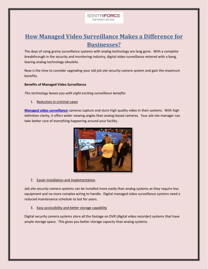 how managed video surveillance makes a difference