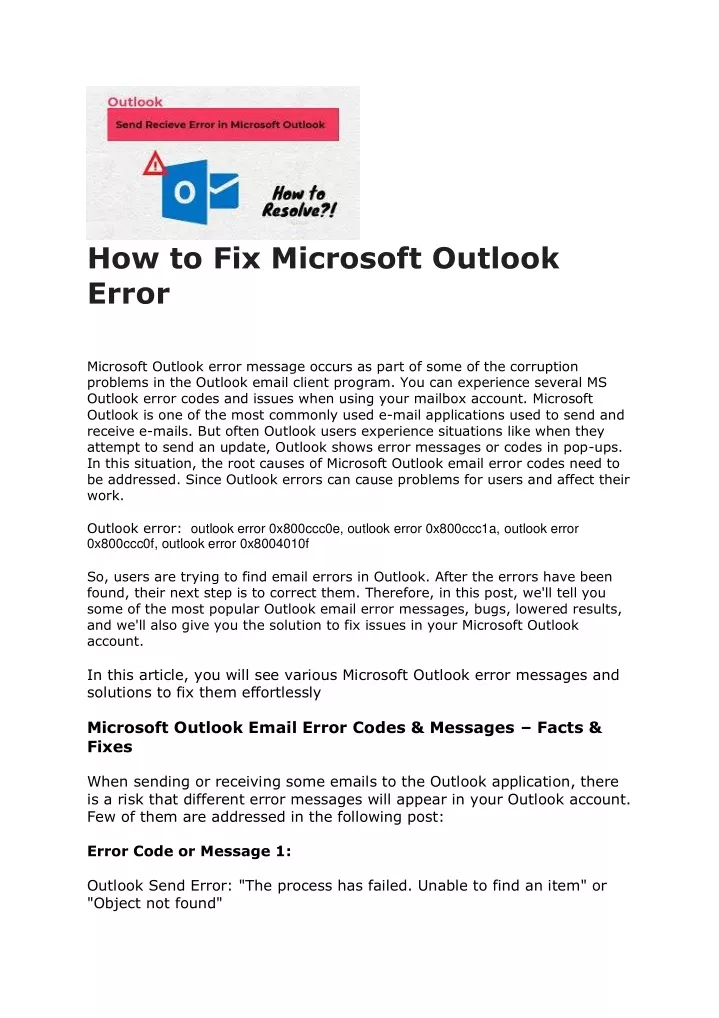 PPT - How To Fix Microsoft Outlook Error PowerPoint Presentation, Free ...