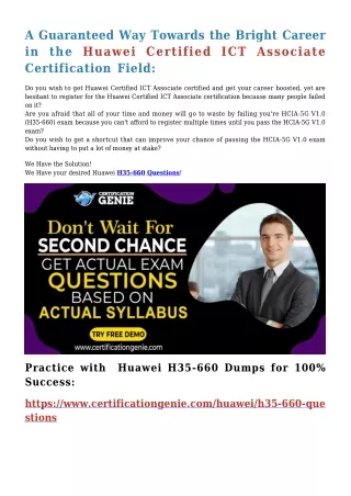 Real Huawei H35-660 Dumps from CertificationGenie