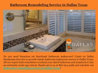 Bathroom Remodeling Service in Dallas Texas