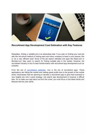 recruitment app development cost estimation with