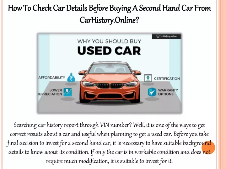 how to check car details before buying a second