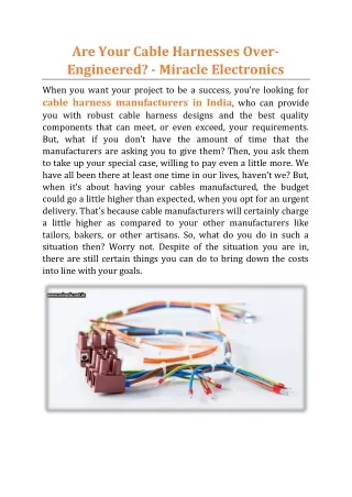 are your cable harnesses over engineered miracle