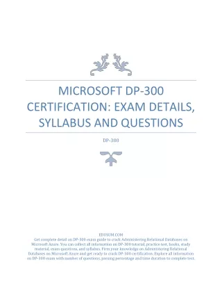 Microsoft DP-300 Certification: Exam Details, Syllabus and Questions