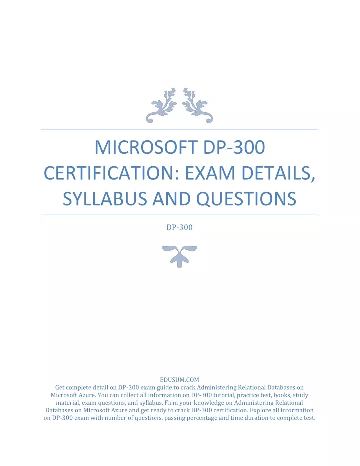 microsoft dp 300 certification exam details