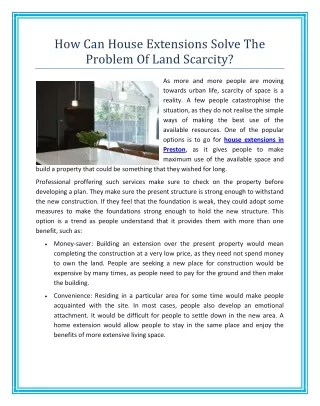 how can house extensions solve the problem