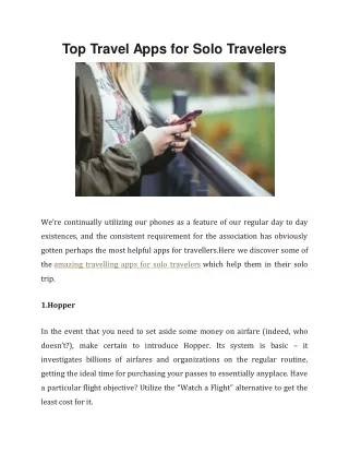 top travel apps for solo travelers