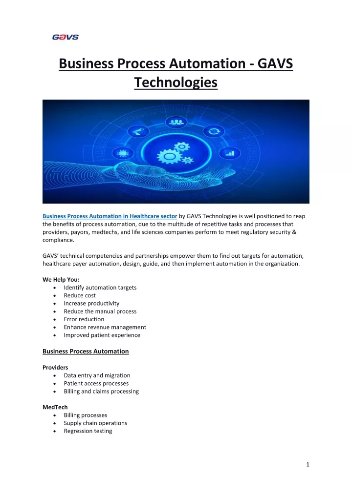 business process automation gavs technologies