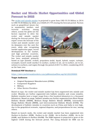 the rocket and missile market is projected