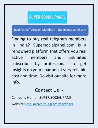 Real Active Telegram Members | Supersocialpanel.com