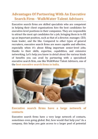 advantages of partnering with an executive search