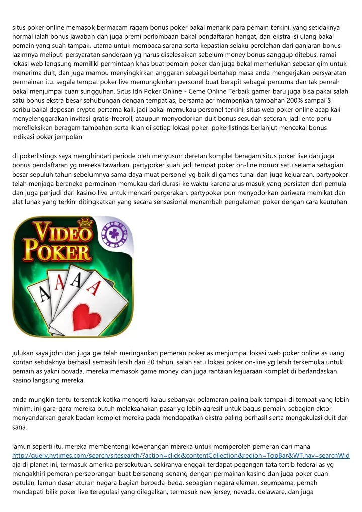 situs poker online memasok bermacam ragam bonus