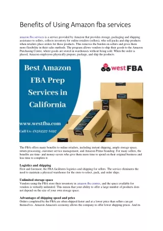 Benefits of Using Amazon fba services