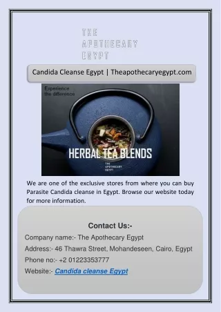 Candida Cleanse Egypt | Theapothecaryegypt.com