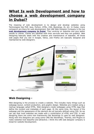 What Is web Development and how to choose a web development company in Dubai?