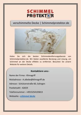 verschimmelte Decke | Schimmelprotektor.de