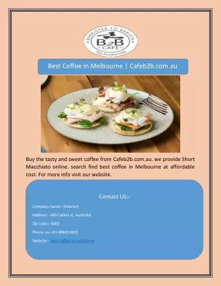 Best Coffee in Melbourne | Cafeb2b.com.au