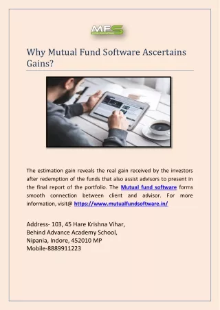 why mutual fund software ascertains gains
