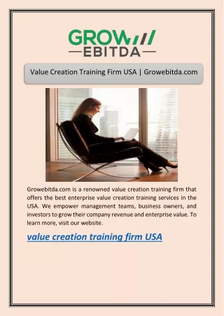 Value Creation Training Firm USA | Growebitda.com