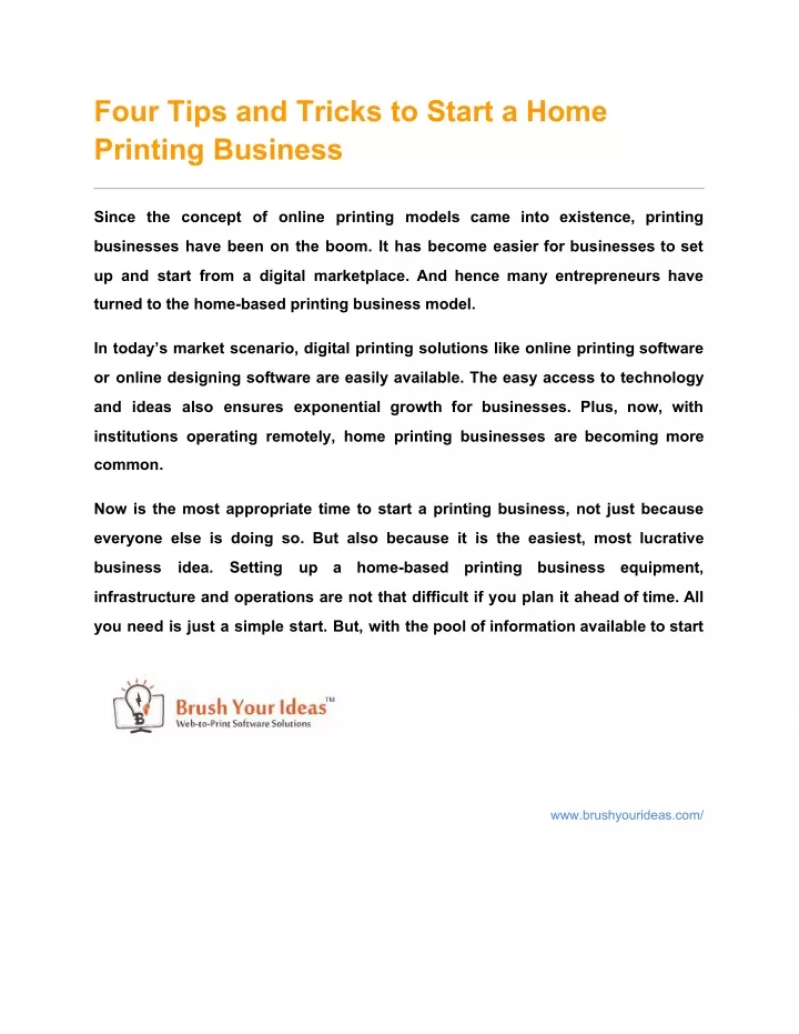 four tips and tricks to start a home printing