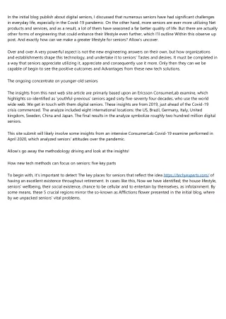 in the initial blog publish about digital seniors