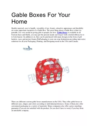 gable boxes for your home