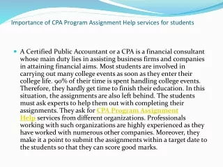 importance of cpa program assignment help services for students