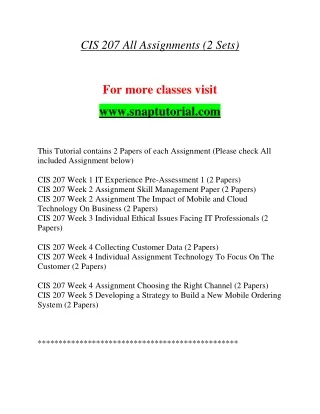 CIS 207 Exciting Teaching / snaptutorial.com