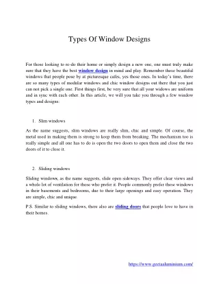 types of window designs