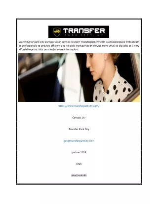 Park City Transportation Service in Utah | Transferparkcity.com