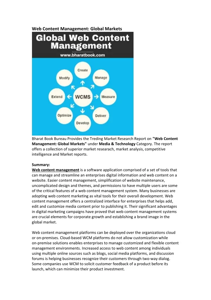 web content management global markets