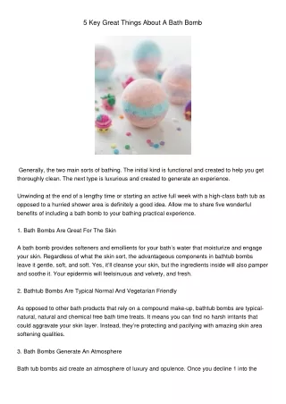 5 key great things about a bath bomb