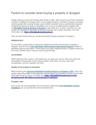 factors to consider when buying a property