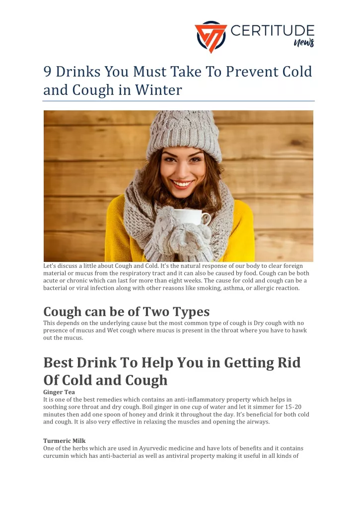 9 drinks you must take to prevent cold and cough