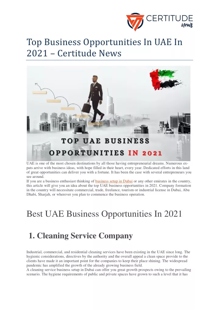 top business opportunities in uae in 2021