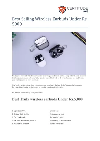 Best Selling Wireless Earbuds Under Rs 5000 - Certitude News