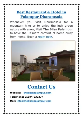Best Restaurant & Hotel in Palampur Dharamsala