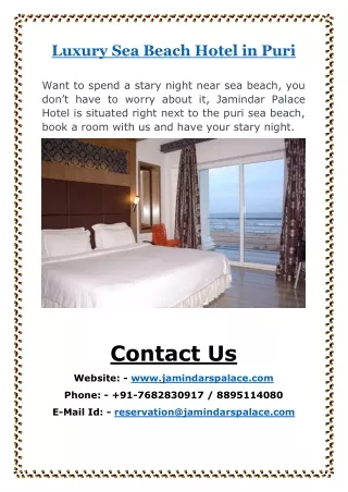 Luxury Sea Beach Hotel in Puri | Jamindar Palace
