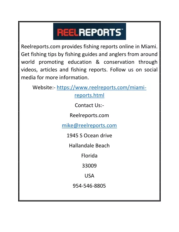 reelreports com provides fishing reports online