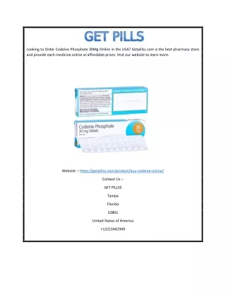 Order Codeine Phosphate 30mg Online USA | Getpillss.com